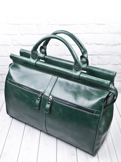 Кожаный саквояж Veano Premium green (арт. 4004-11)