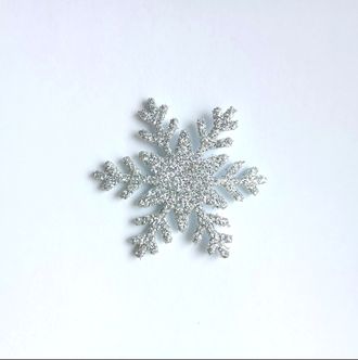 Снежинка из глиттерного фоамирана 4 см, цвет серебро