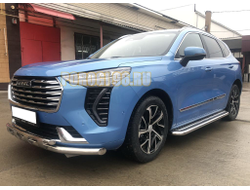 Защита переднего бампера двойная с перемычками d60/42 для Haval Jolion 2021-