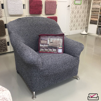 Чехол на кресло Аричиато Медитеранио Серый. Защита мягкой мебели от животных. ИТАЛИЯ