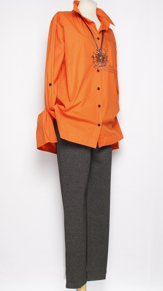 РУБАШКА ХЛОПОК "ТЕКСТЫ" оранжевая р.48,50,52,56