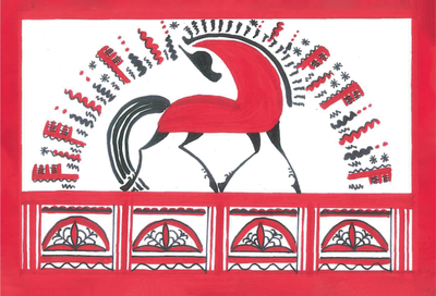 Шоппер из коллекции "Сказка": Конь, мезенская роспись