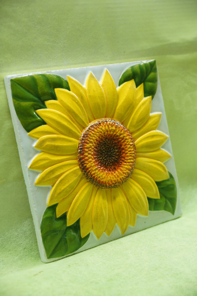 Изразцовая плитка "Подсолнухи" // 15*15