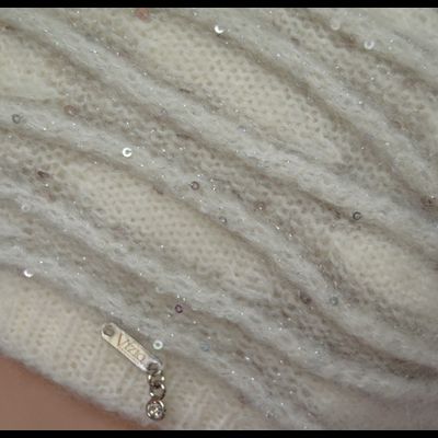 Женский берет рельефными полосами Vizio Италия 6938 белый с бежевым