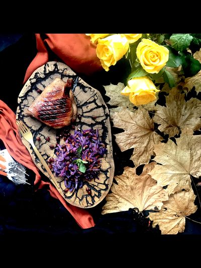 спил дуба с прожигом