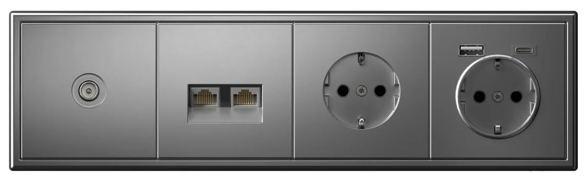 Возможна компоновка блока розеток Artgallery с различными механизмами