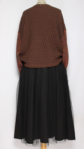 Джемпер ХЛОПОК СОТЫ "ЦВЕТНОЙ РУКАВ" шоколад до р.52