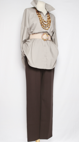 РУБАШКА "КЛАССИКА Карман" серо-бежевая р.50,52,54,56,58,60