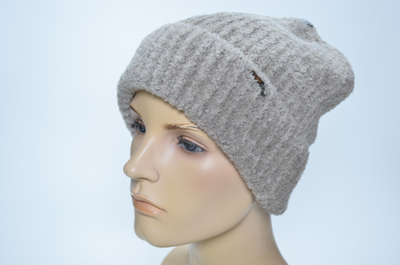 Кашемировая шапка с отворотом Вицио 1416 бежевая