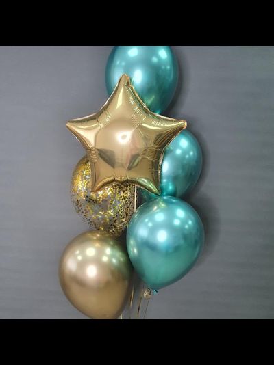 Набор шаров Бирюзово-золотой