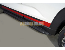 Пороги алюминиевые с пластиковой накладкой (карбон черные) 1720 мм ТСС для Changan CS35 plus 2WD 1.5T 2023-