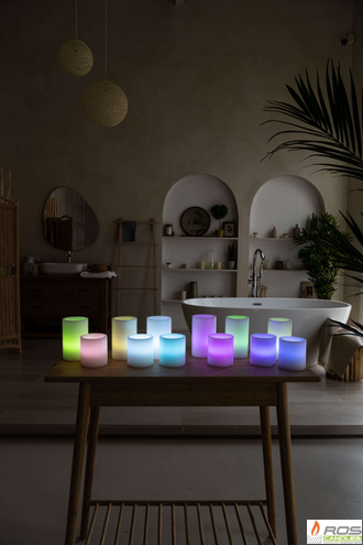 Готовый набор LED свечи цветные + 6 парафиновых плафонов гладких, 92мм*150мм + 6 парафиновых плафонов гладких, 92мм*100мм