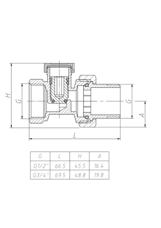 Вентиль регулировочный для радиатора Оазис PN3/4