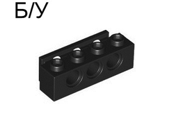 ! Б/У - Technic, Brick 1 x 4 with Bumper Holder, Black (2989 / 4216376) - Б/У