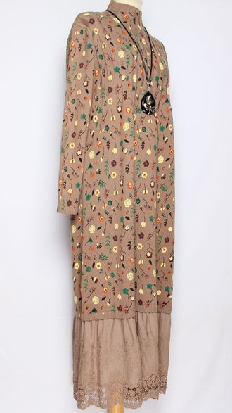 ПЛАТЬЕ БОХО хлопок "ПРОВАНС ВОЛАН" какао р.46-54