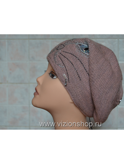 Зимний берет женский 2017 с камнями Vizio Италия 5562 розовый