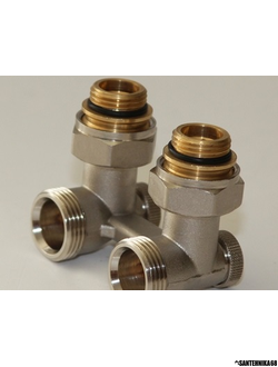 Узел угловой радиаторный 1/2''х3/4'' нар/вн Евроконус HEATON со встроеным вентилем для 2-трубной системы