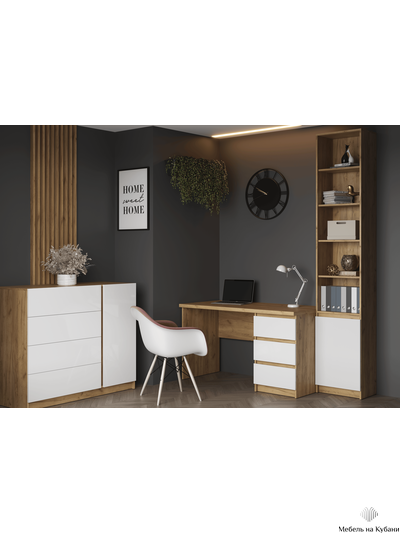 Бостон ШН-001 шкаф навесной Дуб Крафт золотой/Белый глянец