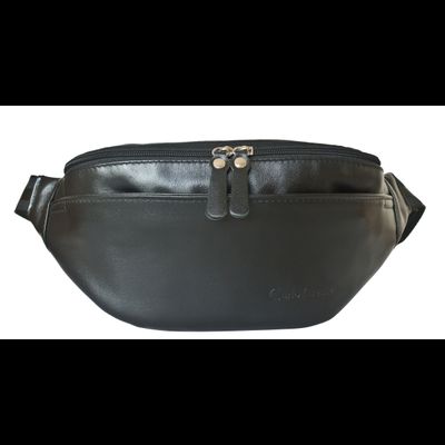 Кожаная поясная сумка Atessa black (арт. 7009-01)