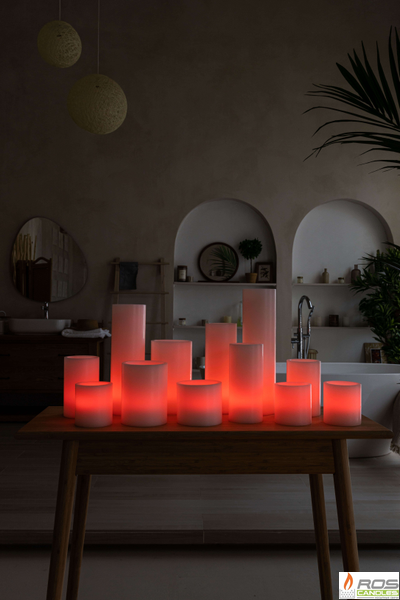 Большой набор LED свечей с парафиновыми плафонами, "Цветной"