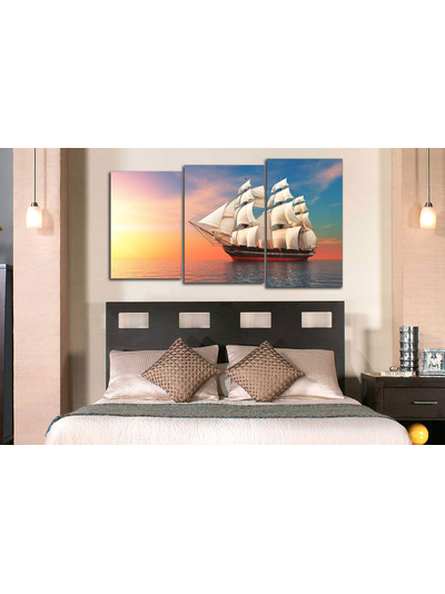 Модульная картина &quot;Парусник на закате&quot;