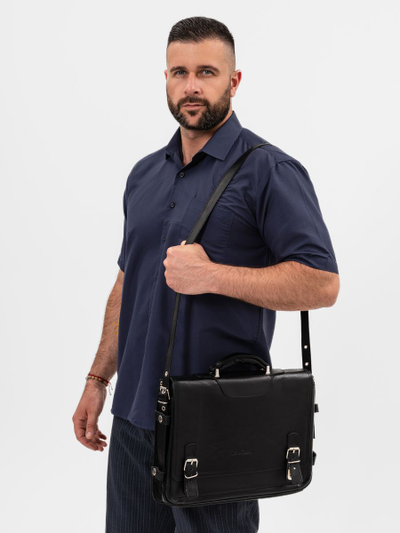 Кожаный портфель Realdo black (арт. 2017-01)