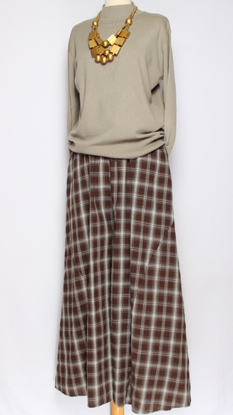 ЮБКА-БРЮКИ "КЛЕТКА"  коричневая до р.54