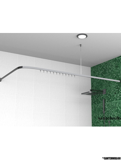 Карниз угловой гибкий для штор в ванную универсальный 100см х3 (хром) 690-09 Wess