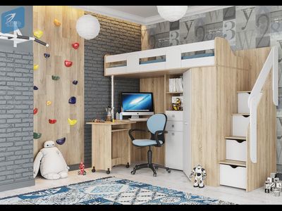 Кровать-чердак Мийа Дуб сонома/Белый (Стиль)