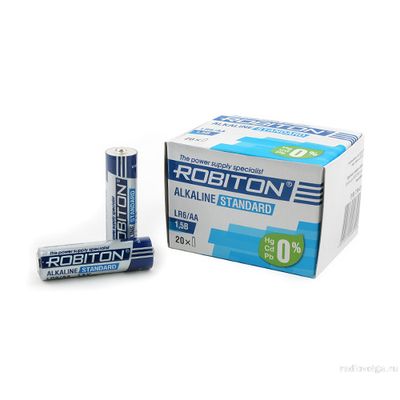 Пальчиковая алкалиновая батарейка Robiton AA 1.5V Alkaline Standard Battery [ по 20 шт ]
