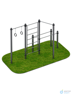 Комплекс снарядов -; кольца гимнастические, турник, шведская стенка, брусья