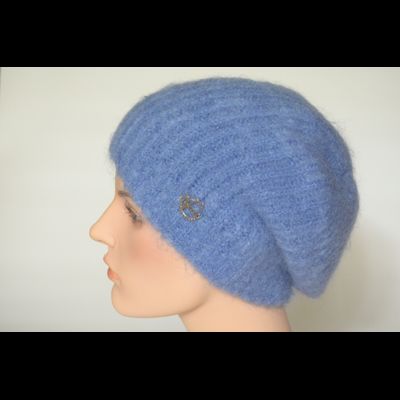 Мохеровый теплый берет одинарный Vizio Италия 6946 BO голубой