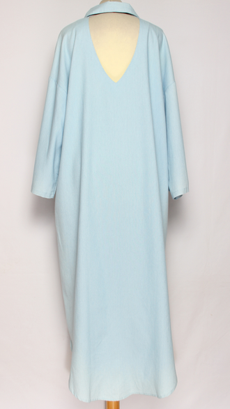 ПЛАТЬЕ БОХО ДЖИНСОВОЕ "ДЕКОЛЬТЕ СЗАДИ" голубое р.44-52