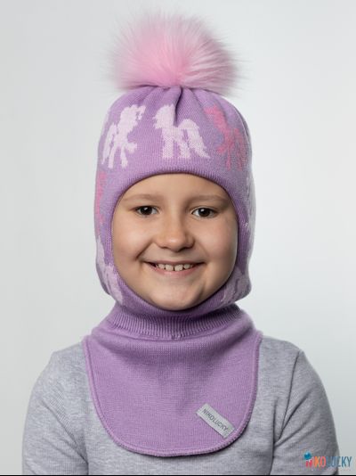Шапка-шлем 23101-03 с утепл., хб подклад, фиалковый,роз. 52-54