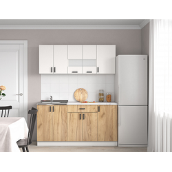 Кухонный гарнитур 1,6 ЛЕГЕНДА-10, белый снег/дуб крафт золотой