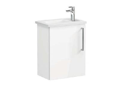 Модуль с квадратной раковиной, Vitra Root, 45 см, с дверцей, глянцевый белый, левосторонний, 66342