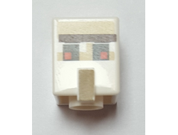 Minifigure, Head, Modified Cube Tall with Raised Rectangle with Pixelated Dark Brown Unibrow, Red and Black Eyes, and Dark Tan Nose Pattern Minecraft Iron Golem, White (23766pb004 / 6290218)