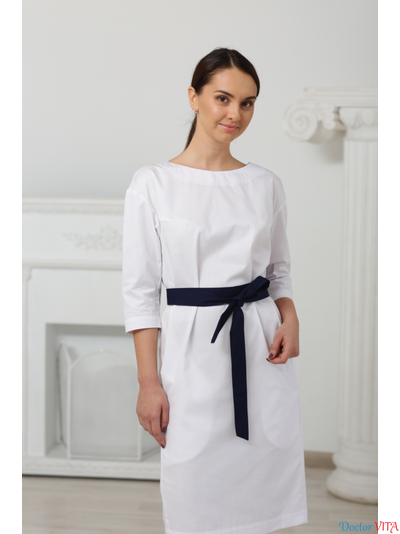 ПЛАТЬЕ DOCLIKE DL382 белое с поясом