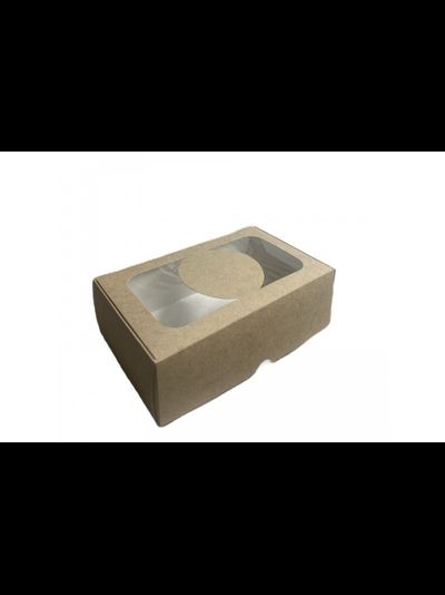 Коробка для десерта (крафт/белая), 172*101*55мм