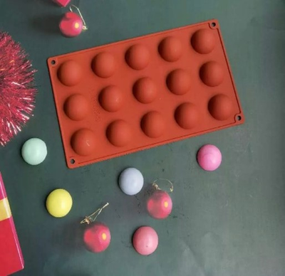 Силиконовая форма полусфера d-3,8 см, 15 ячеек