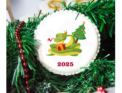 Имбирный пряник 2025 . диаметр -10 см. " Змейка с елкой"