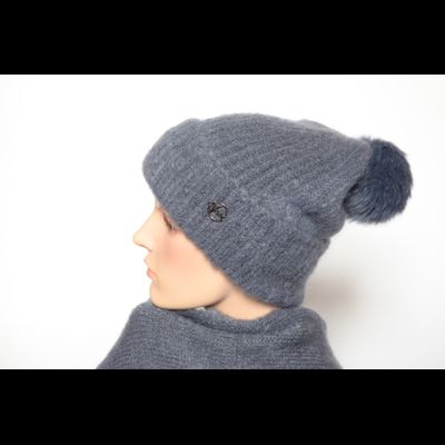 Шапка вязаная с отворотом Vizio Италия 6946 CRYO антрацитовая