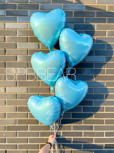 Фольгированные шары Сердца 5 штук голубые