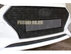 Защита радиатора Hyundai Solaris 2017- black верх без логотипа PREMIUM