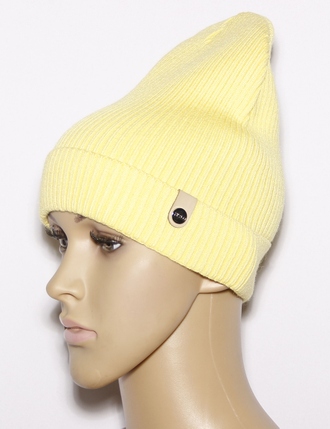 Шапка женская "Мелкая резинка одинарная" 232 серая, ваниль, чёрная, тиффани, лимон, св.серая, гр.розовая