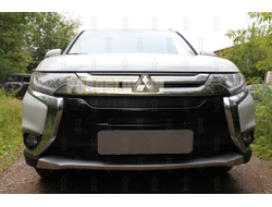 Защита радиатора Mitsubishi Outlander III 2015-2018 (3 части) black PREMIUM