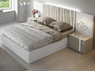 Кровать 606 Con Zocalo глянцевые белый с бежевым без ящика для белья, Fenicia Mobiliario