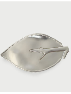 (АРТИКУЛ: 7405/61) БРОШКА ЖЕНСКАЯ "ЛИСТ", КРУПНАЯ, МЕТАЛЛ "СЕРЕБРО"