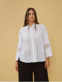 Рубашка из шитья, цвет белый, черный