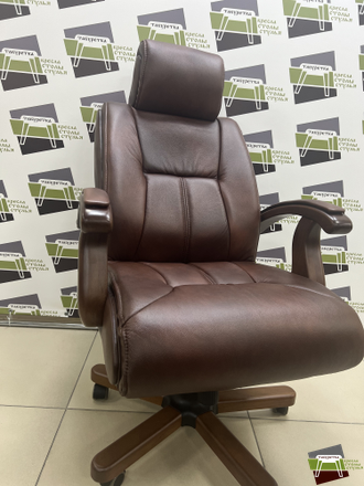 Кресло Дипломат, кожа/кож.зам  коричневая